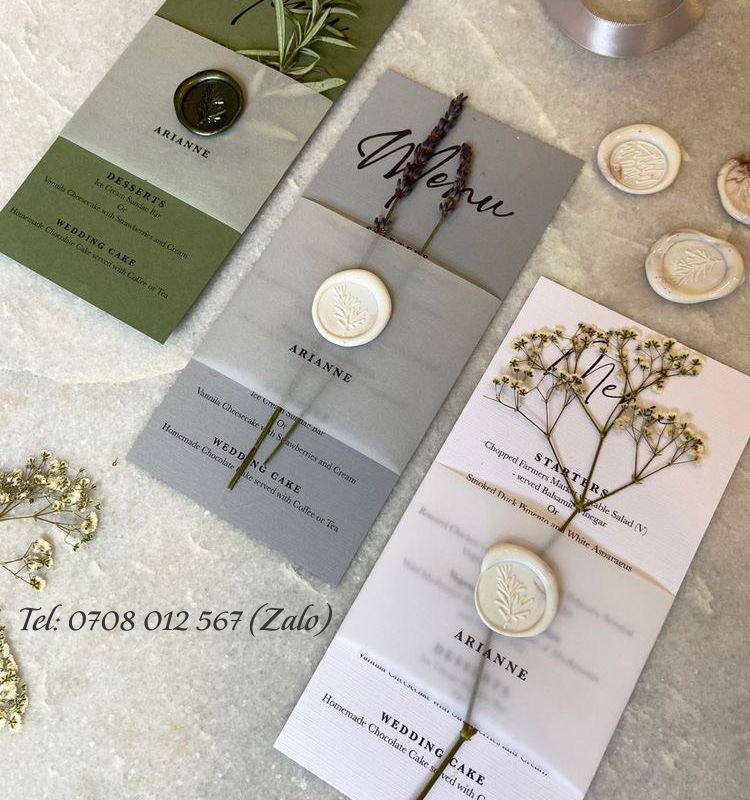 In thiệp cưới nhanh 28 Menu Tiệc Cưới