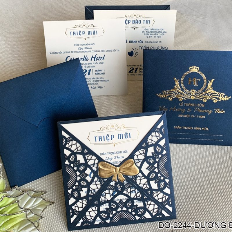 In thiệp cưới nhanh 63 Thiệp Cưới DQ-2244 Xanh Dương