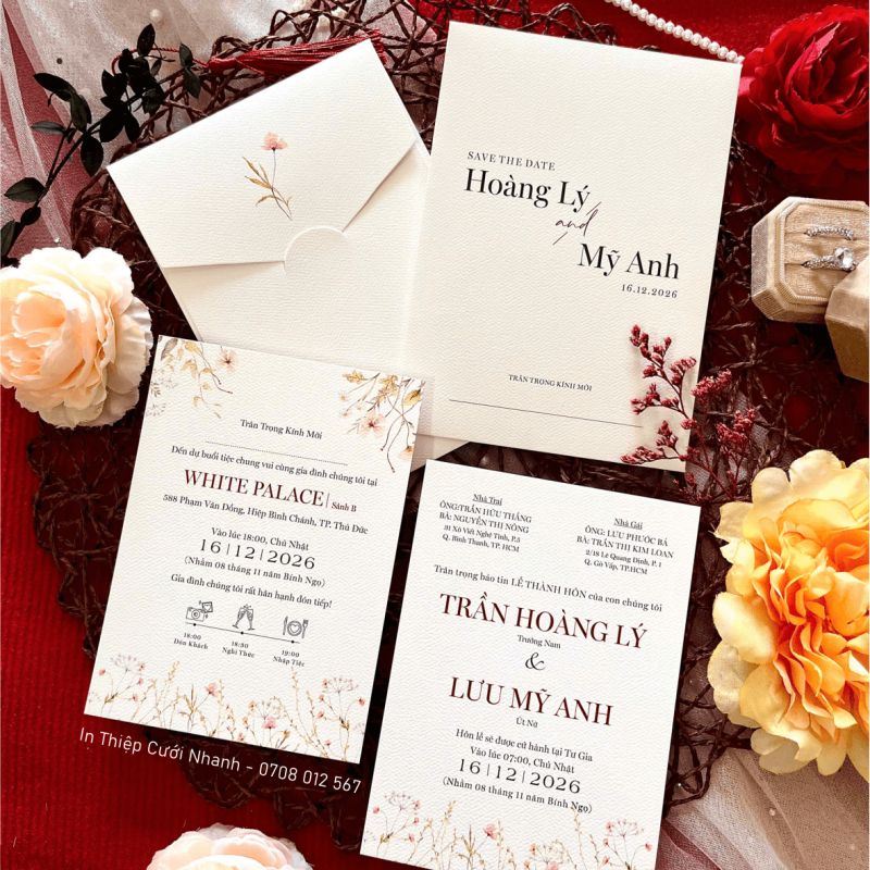 In thiệp cưới nhanh 44 Thiệp Cưới D-908