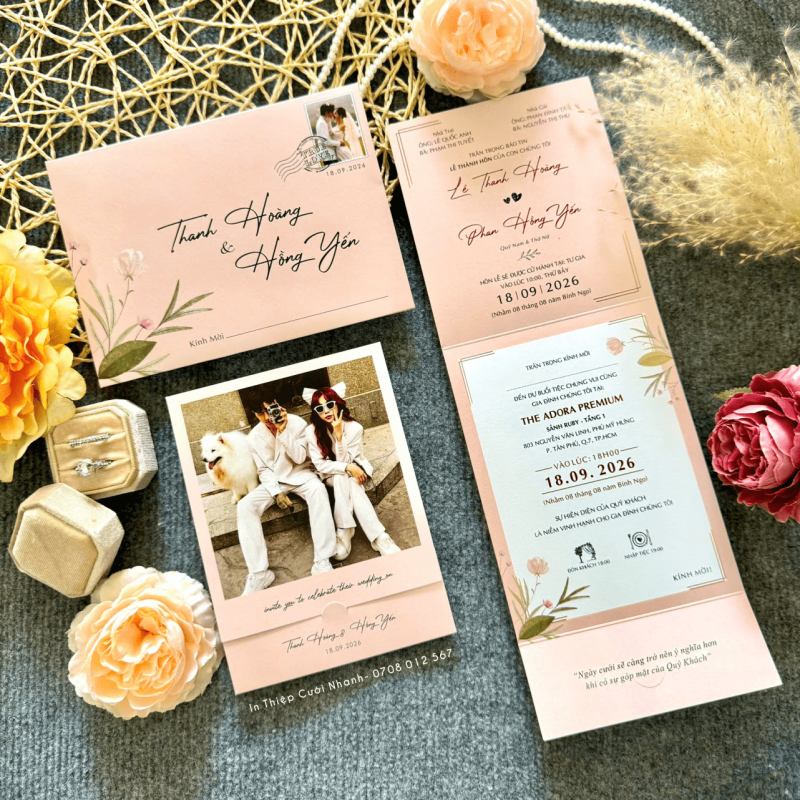 In thiệp cưới nhanh 49 Thiệp Cưới D-1028